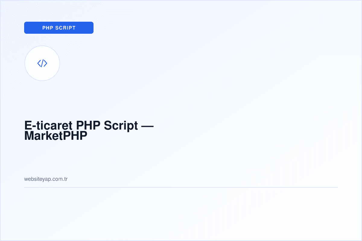 E-ticaret PHP Script — MarketPHP
